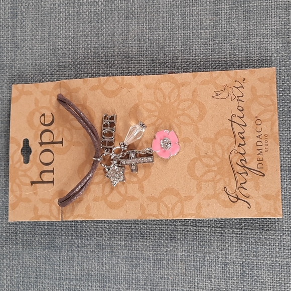 Charm Necklace Rhinestone Hope Cross Flower Star Bead Adjustable Length - Picture 1 of 4